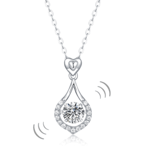 1 Carat Moissanite Diamond Dancing Stone Tear Drop Necklace
