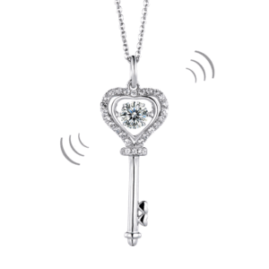 1 Carat Moissanite Diamond Dancing Stone Key Necklace