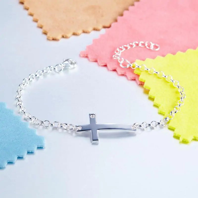 Solid 925 Sterling Silver Bracelet Cross - Image 6