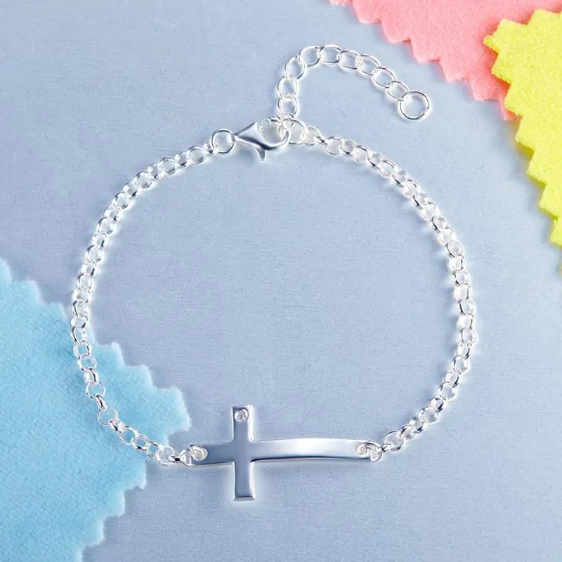 Solid 925 Sterling Silver Bracelet Cross - Image 7