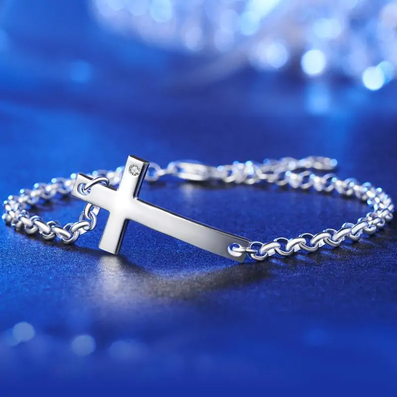 Solid 925 Sterling Silver Bracelet Cross - Image 3