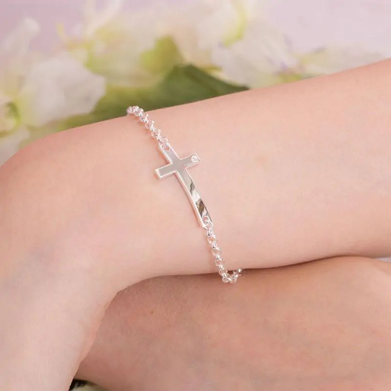 Solid 925 Sterling Silver Bracelet Cross - Image 5