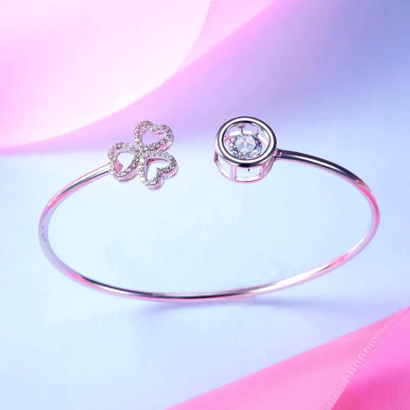 Dancing Stone 3 Hearts Flower Bangle - Image 6