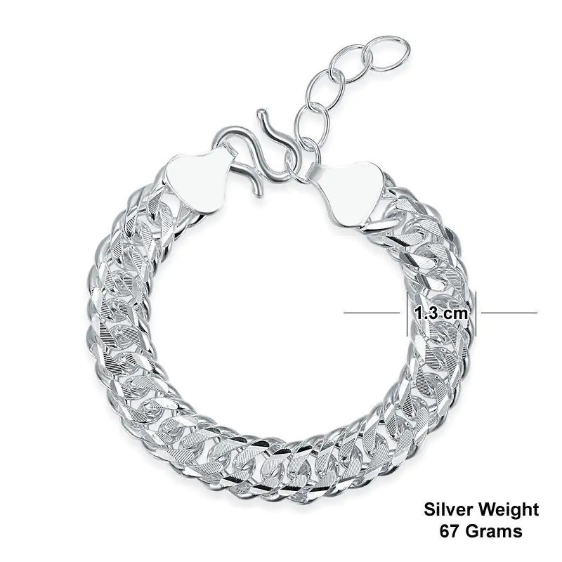 Adjustable Men's Silver Bracelet Heavy 990 Pure Silver Cuban Link Chain - Image 3