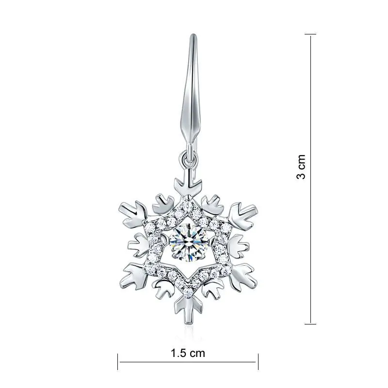 Classic Dancing Stone Dangle Drop Earrings Snowflake - Image 7