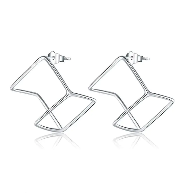 Cube Stud Sterling Silver Earrings - Image 2