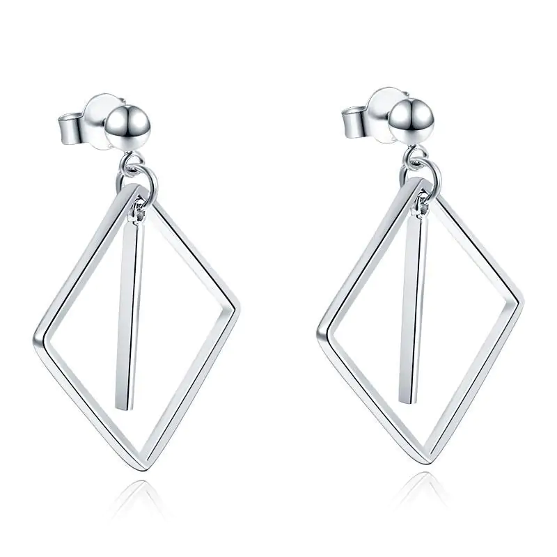 Dangle Square Sterling Silver Earrings - Image 4
