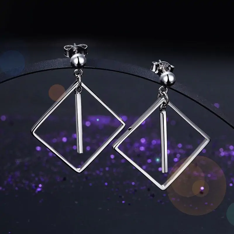 Dangle Square Sterling Silver Earrings - Image 5