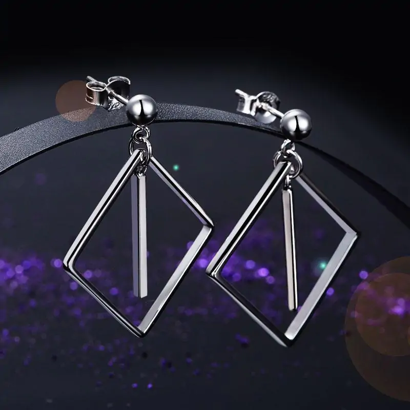 Dangle Square Sterling Silver Earrings - Image 6