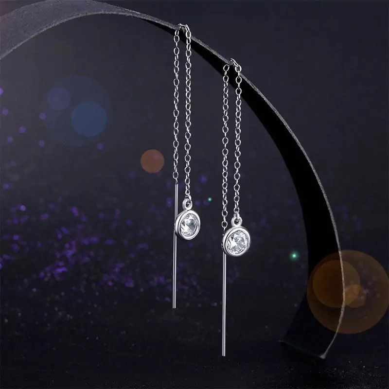 Dangle Drop Sterling Silver Earrings - Image 3