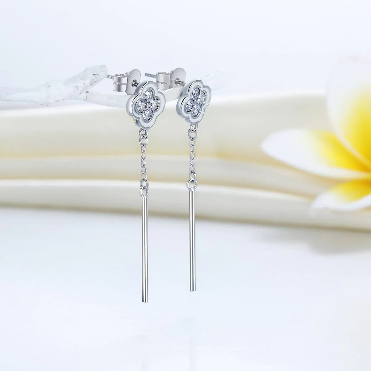 Dangle Flowers Created Diamond Earrings - Image 2