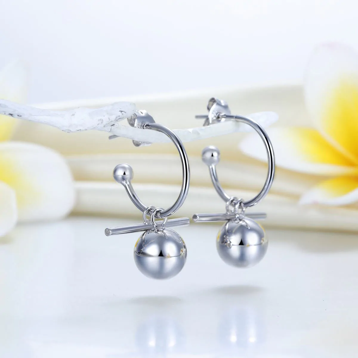 Dangle Balls Solid 925 Sterling Silver Earrings - Image 2