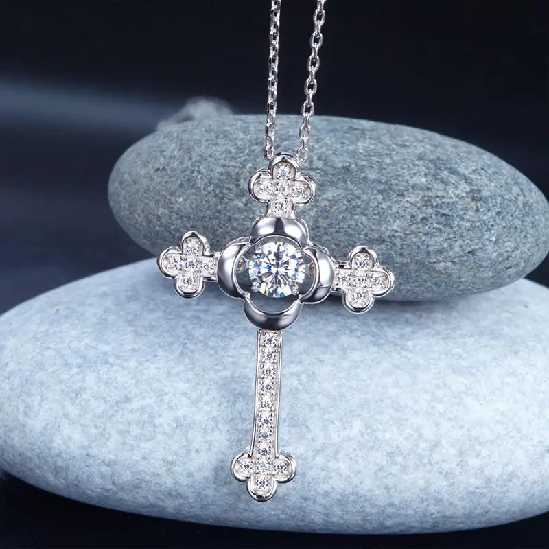 Dancing Stone Cross Pendant Necklace Vintage Style Gothic - Image 4