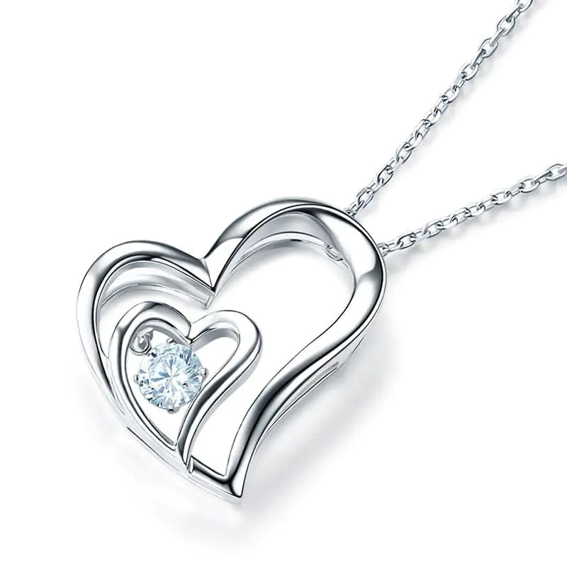 Dancing Stone Double Heart Pendant Necklace - Image 2
