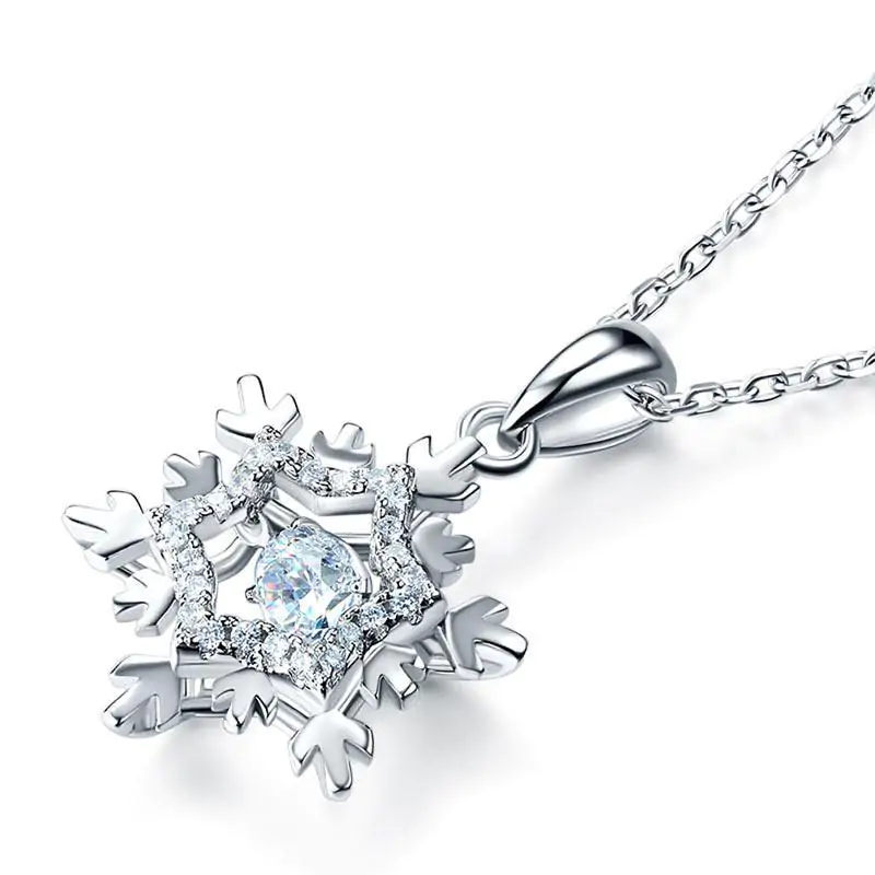Dancing Stone Snowflake Pendant Necklace - Image 3