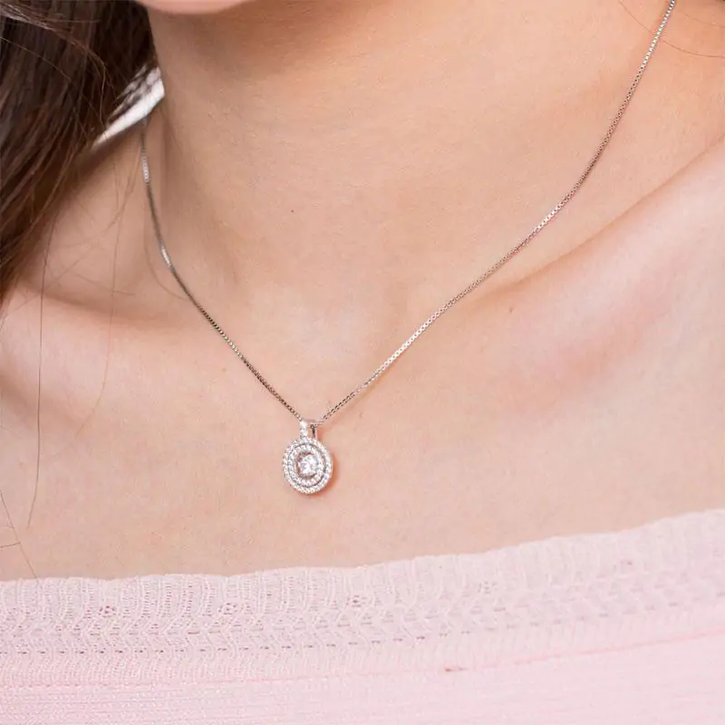 Dancing Stone Halo Pendant Necklace - Image 2