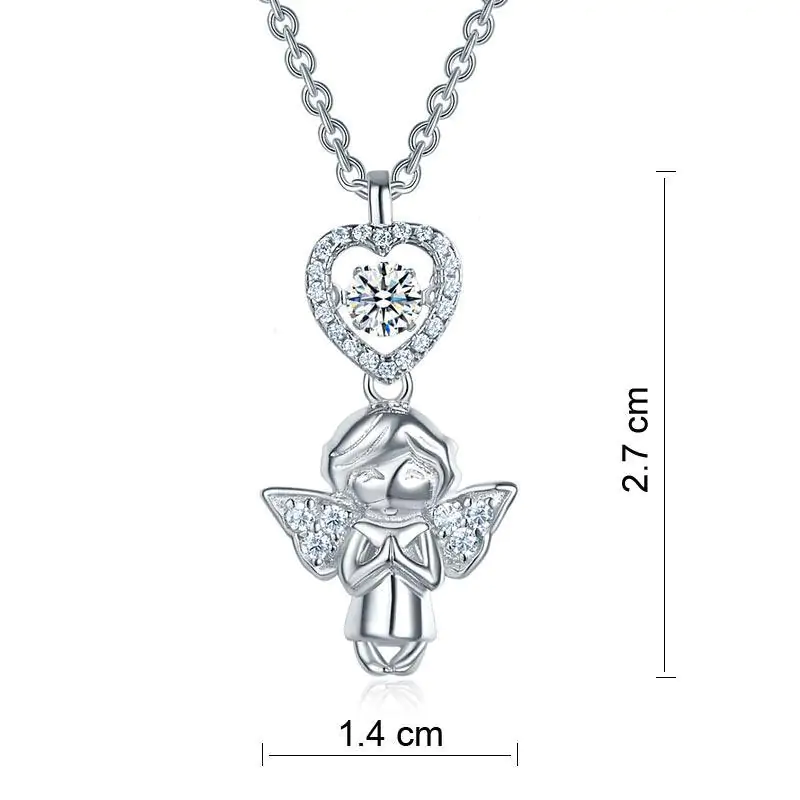 Kids Angel Heart Dancing Stone Pendant Necklace - Image 5