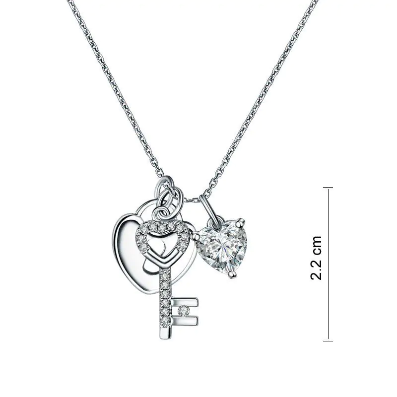 Love Heart Lock Key Pendant Necklace - Image 4