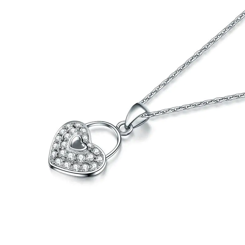 Love Heart Lock Pendant Necklace - Image 2