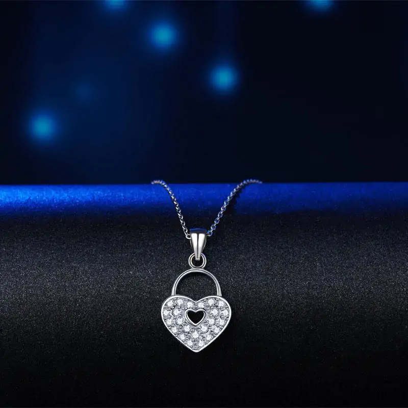 Love Heart Lock Pendant Necklace - Image 4