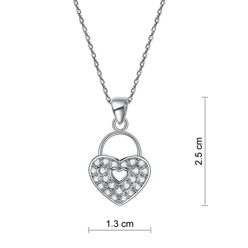 Love Heart Lock Pendant Necklace - Image 3