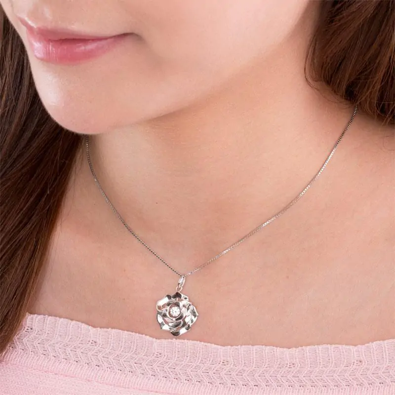Rose Dancing Stone Pendant Necklace - Image 2