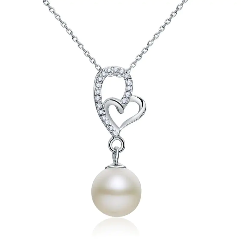 Fresh Water Pearl Heart Necklace 925 Sterling Silver