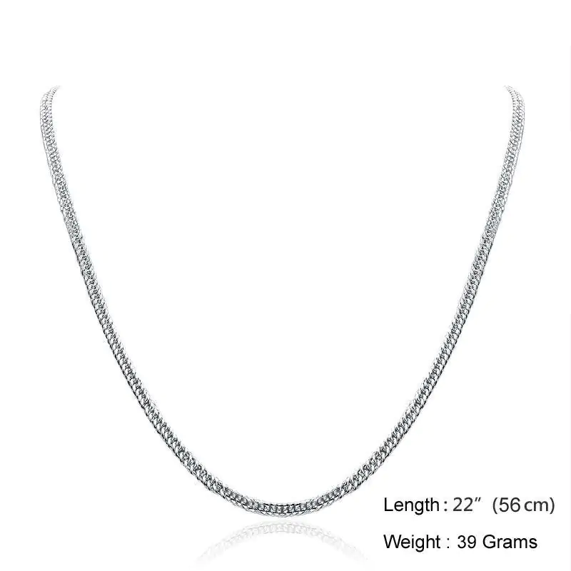 Men's Solid Silver Necklace 990 Pure Silver Cuban Link Chain - Image 2