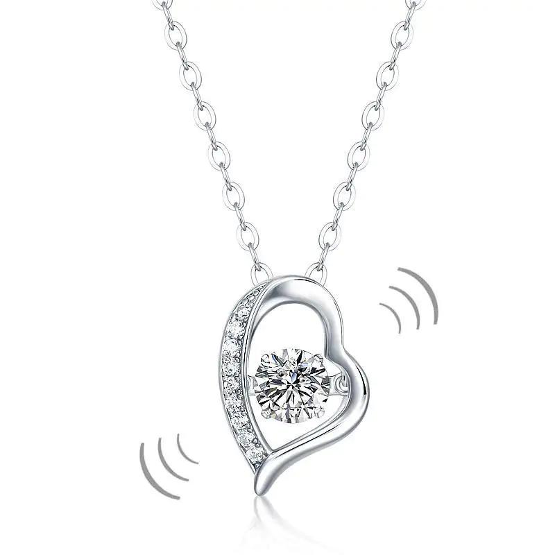 0.5 Carat Moissanite Diamond Dancing Stone Heart Necklace - Image 3