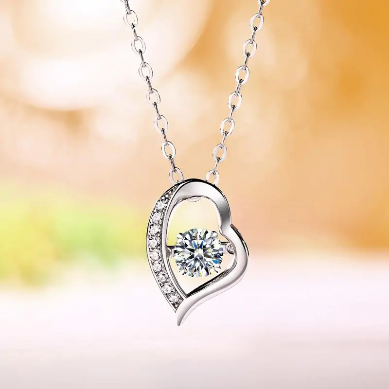 0.5 Carat Moissanite Diamond Dancing Stone Heart Necklace - Image 5