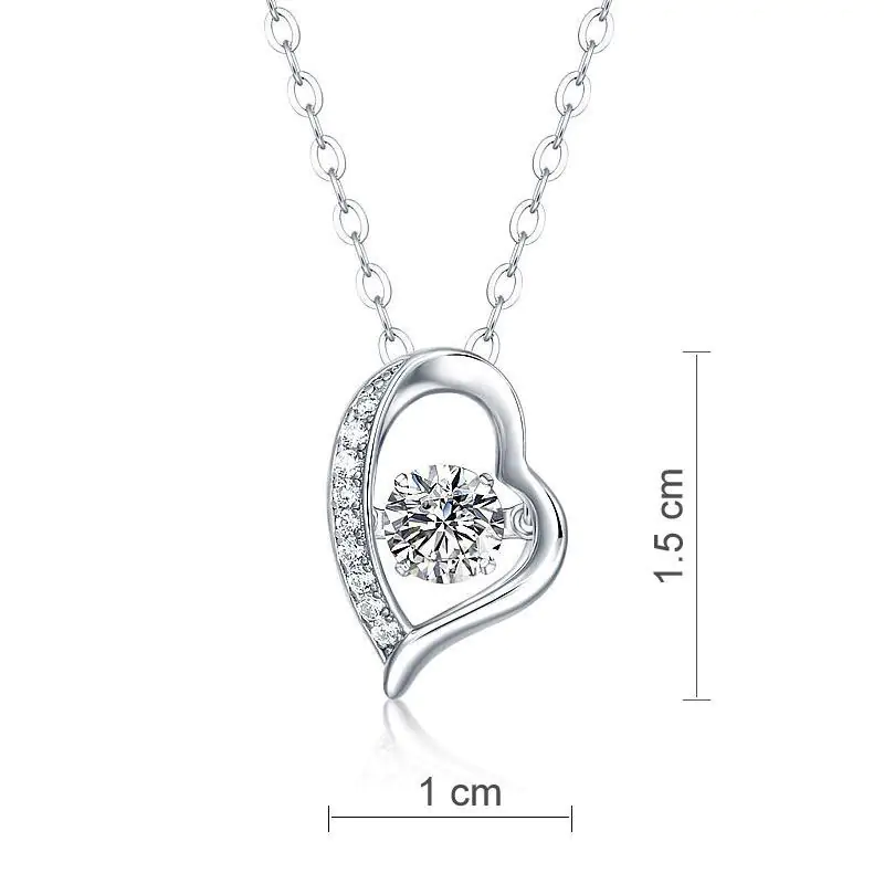 0.5 Carat Moissanite Diamond Dancing Stone Heart Necklace - Image 2