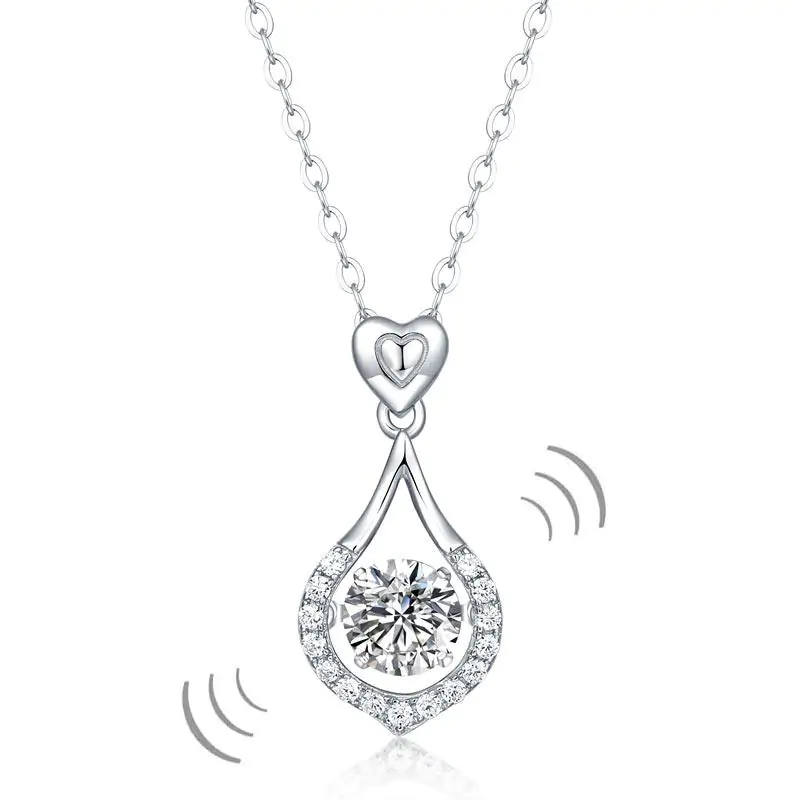 1 Carat Moissanite Diamond Dancing Stone Tear Drop Necklace - Image 7