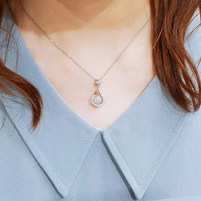 1 Carat Moissanite Diamond Dancing Stone Tear Drop Necklace - Image 5