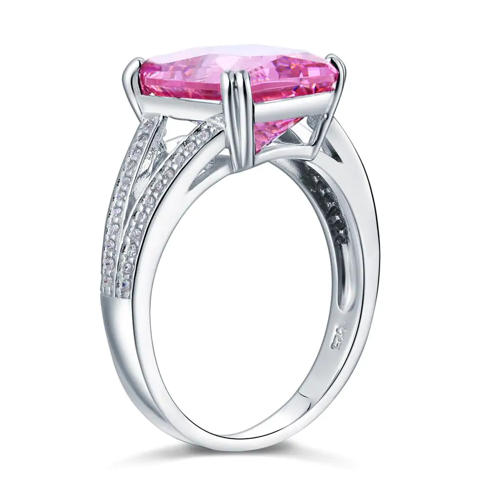 6 Carat Pink Created Diamond Radiant Cut Ring - Image 2