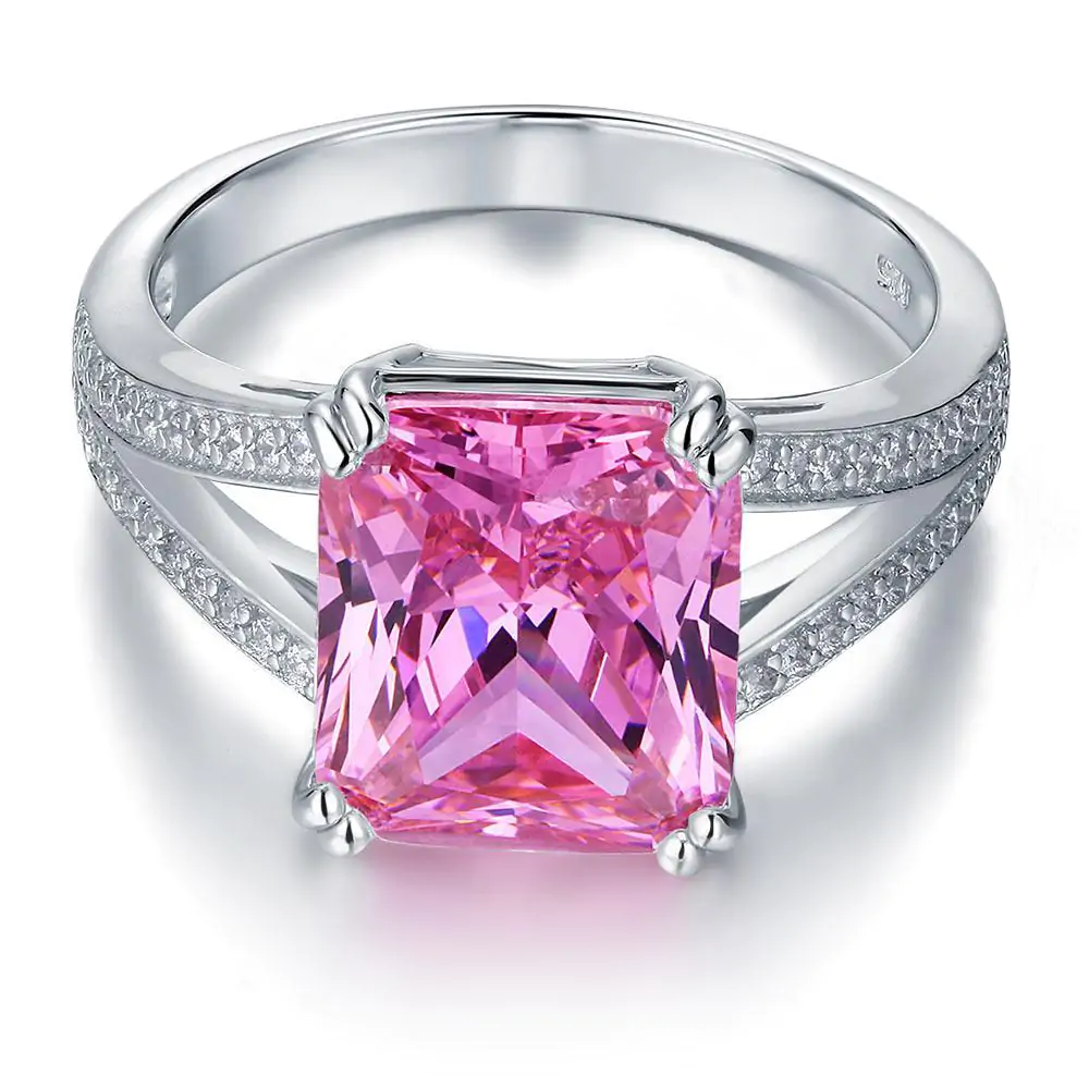 6 Carat Pink Created Diamond Radiant Cut Ring - Image 3