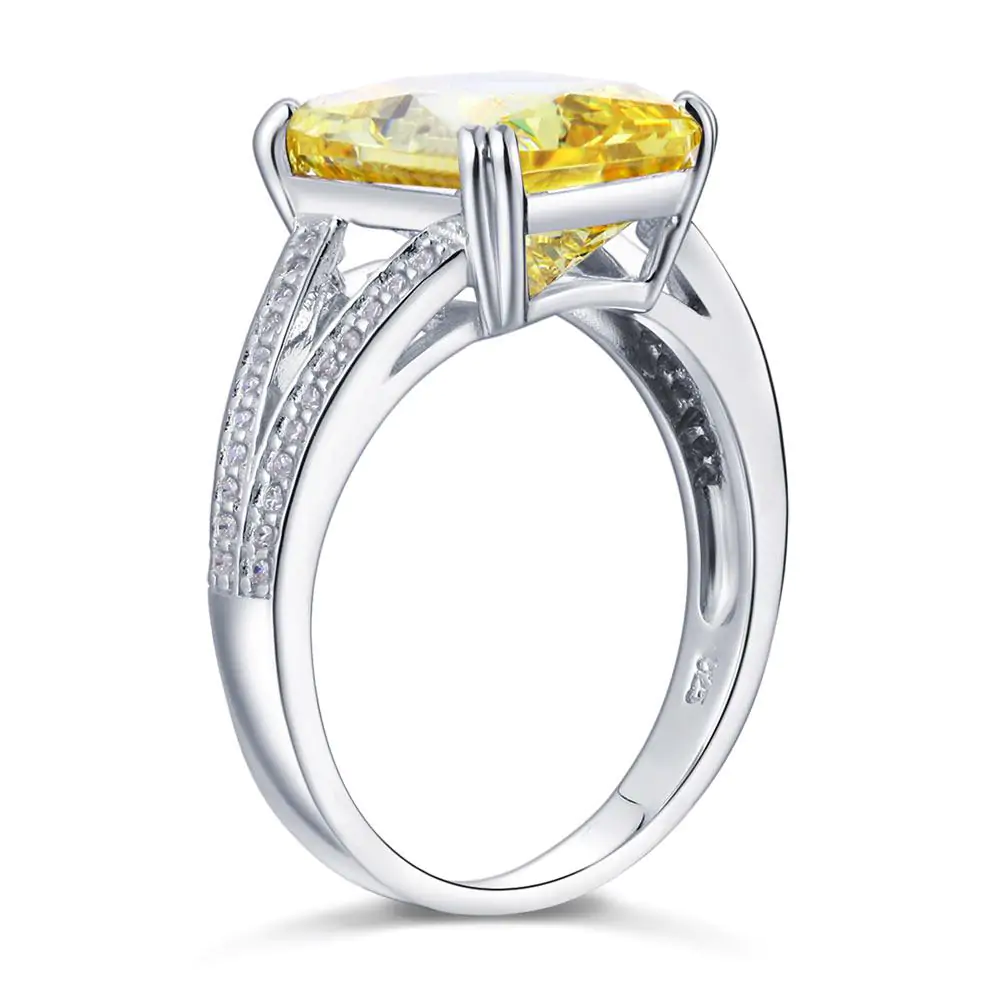 6 Carat Yellow Created Diamond Radiant Cut Ring - Image 2