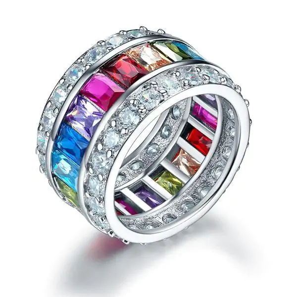 Multi-Color Created Topaz Ring