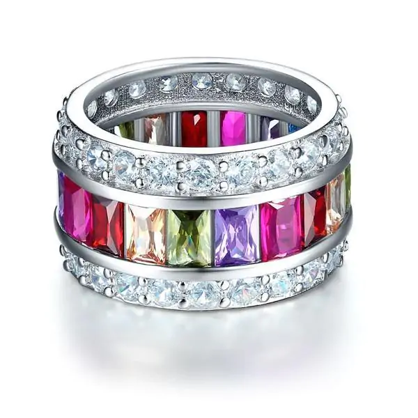 Multi-Color Created Topaz Ring - Image 2