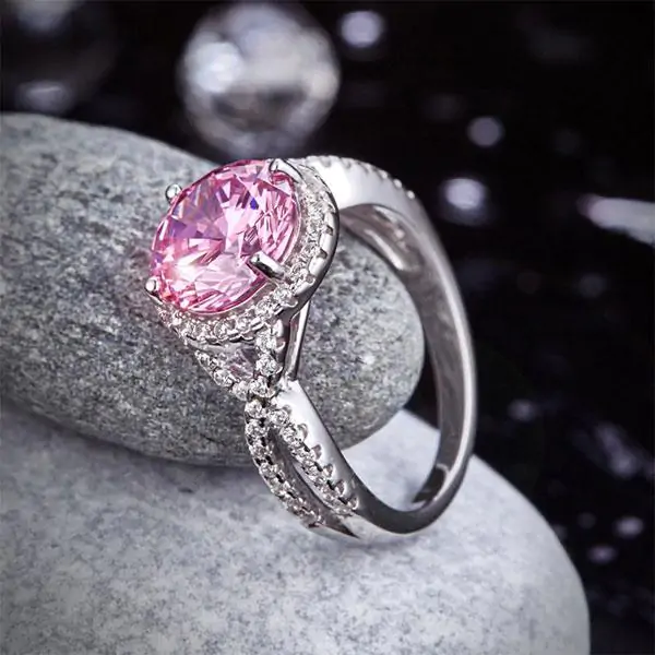 3 Carat Fancy Pink Created Diamond Ring - Image 8