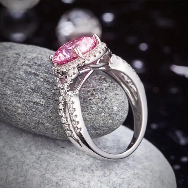 3 Carat Fancy Pink Created Diamond Ring - Image 9