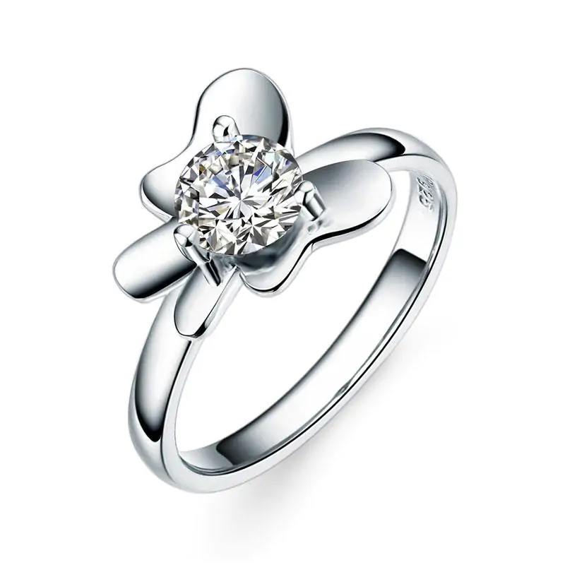 Solid 925 Sterling Silver 2-Pcs Butterfly Flower Ring Set - Image 7