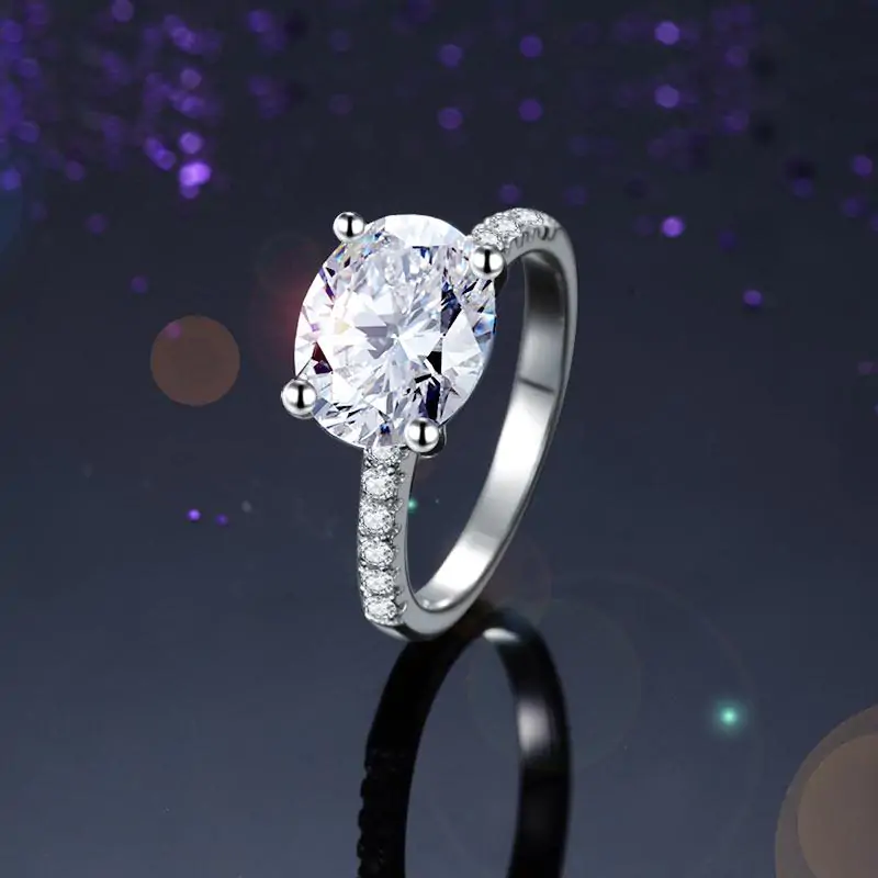 Solid 925 Sterling Silver 4 Carat Ring Oval Cut - Image 4