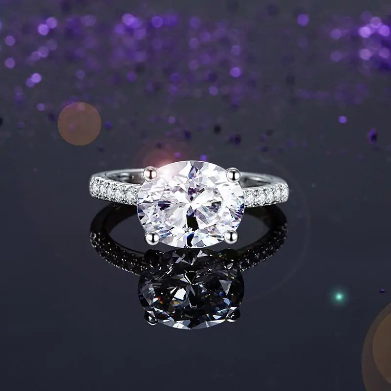 Solid 925 Sterling Silver 4 Carat Ring Oval Cut - Image 5