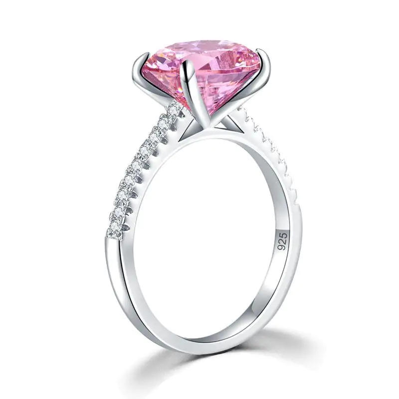 Solid 925 Sterling Silver 4 Carat Pink Oval Cut - Image 2