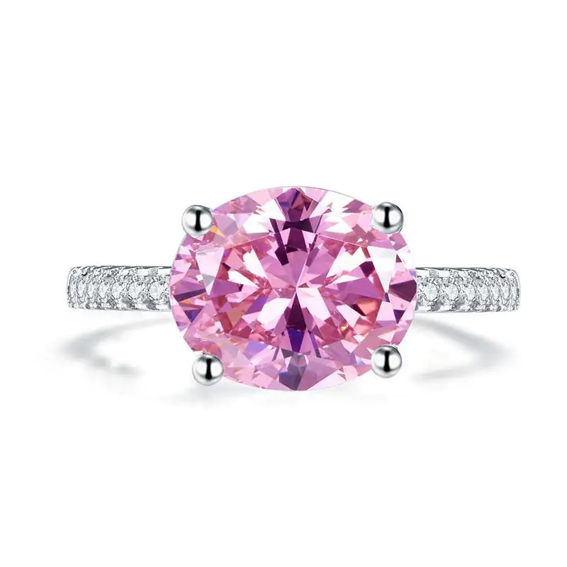 Solid 925 Sterling Silver 4 Carat Pink Oval Cut - Image 3