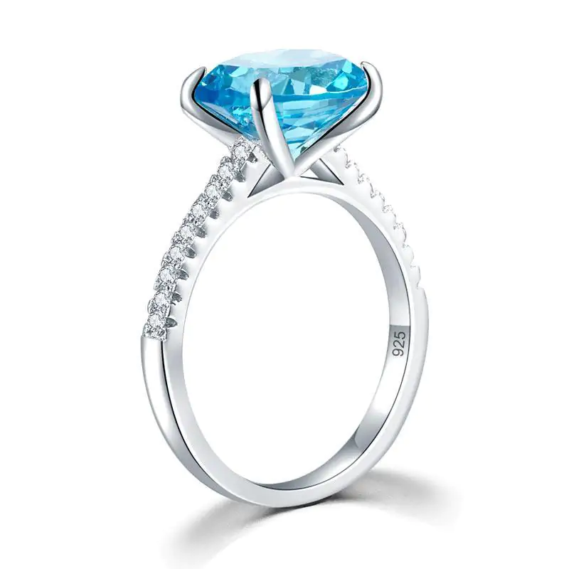 Solid 925 Sterling Silver 4 Carat Blue Oval - Image 3
