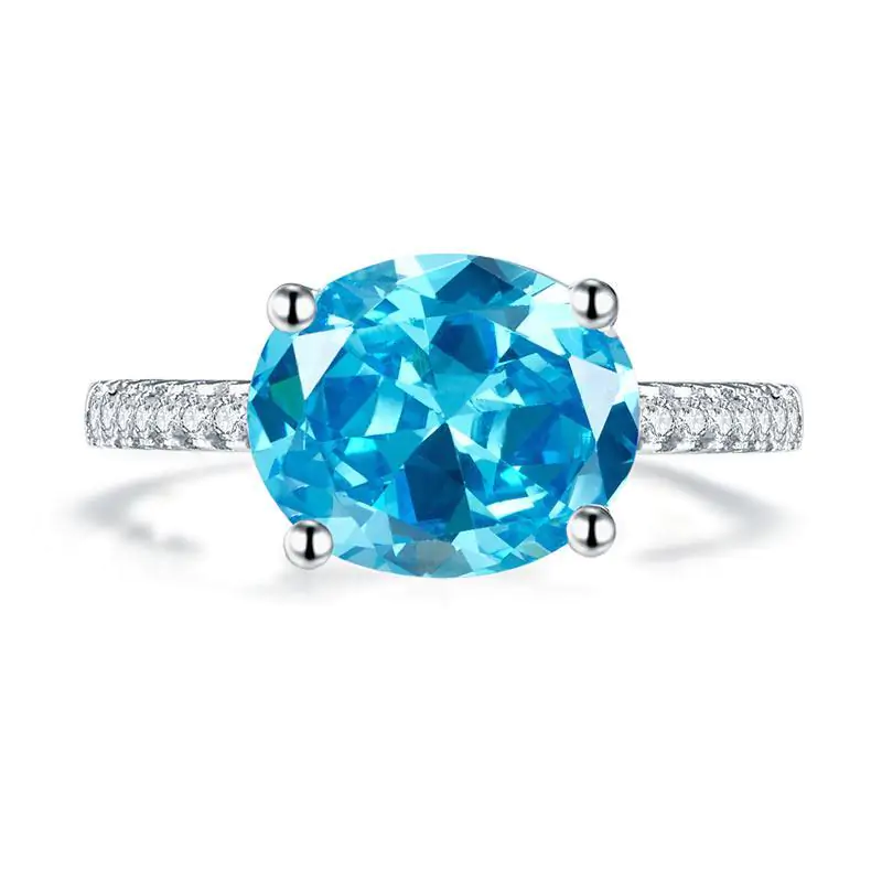 Solid 925 Sterling Silver 4 Carat Blue Oval - Image 4