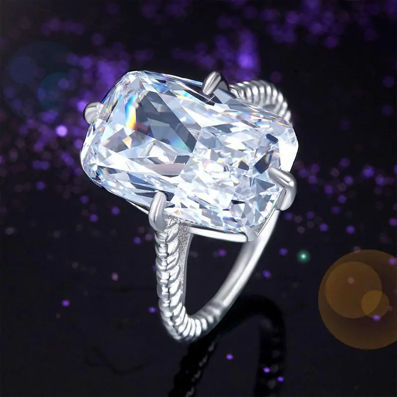 Solid 925 Sterling Silver Ring Solitaire 8.5 Carat - Image 5