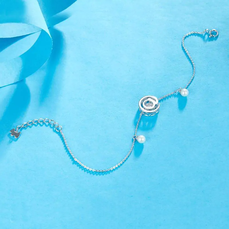 Moissanite Diamond Fresh Water Pearls Dancing Stone Bracelet - Image 3