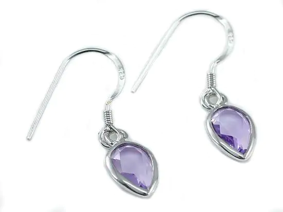 3 Carat Purple Pear Cut Amethyst Dangle Earrings - Image 2